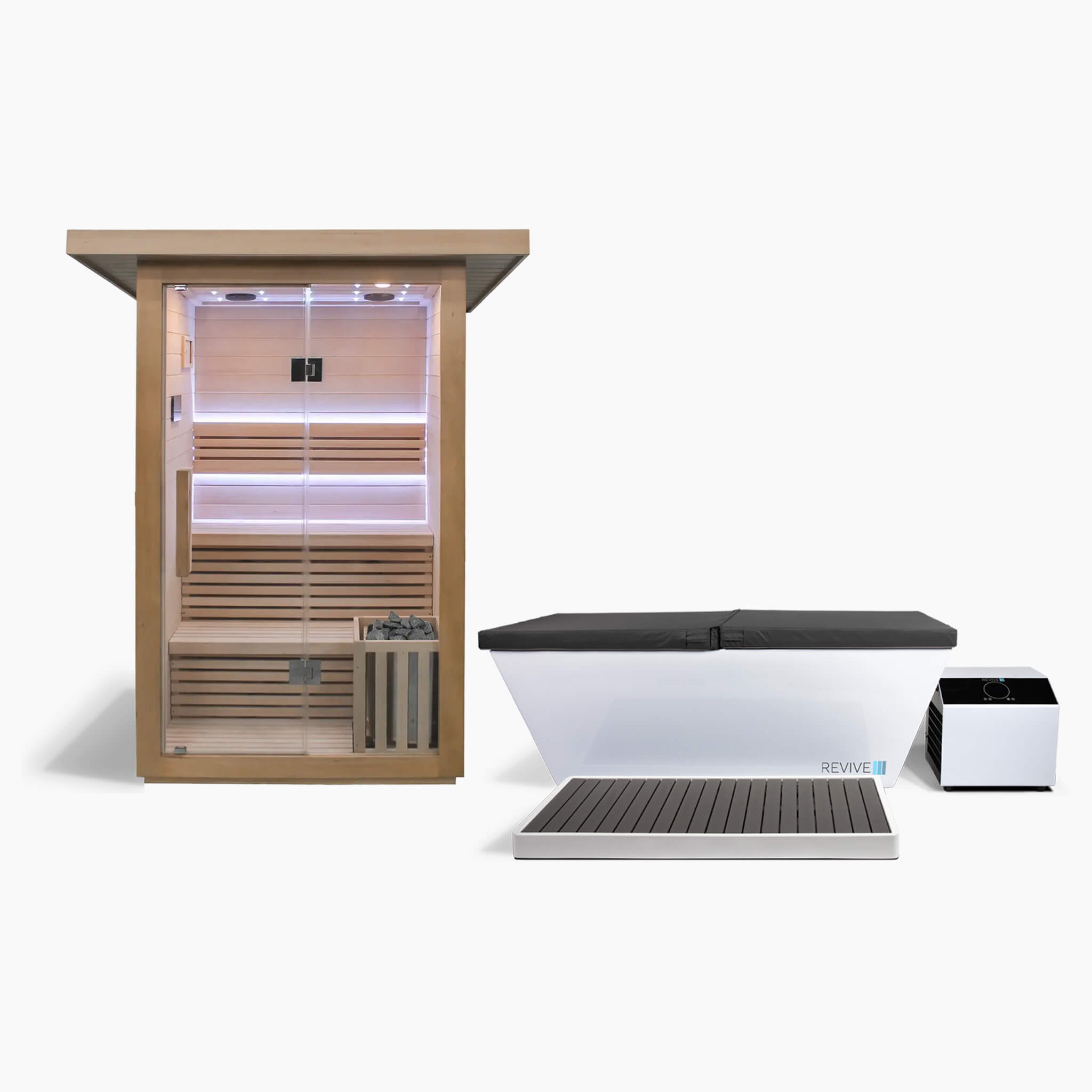 3 Person Traditional Sauna & Acrylic Plunge