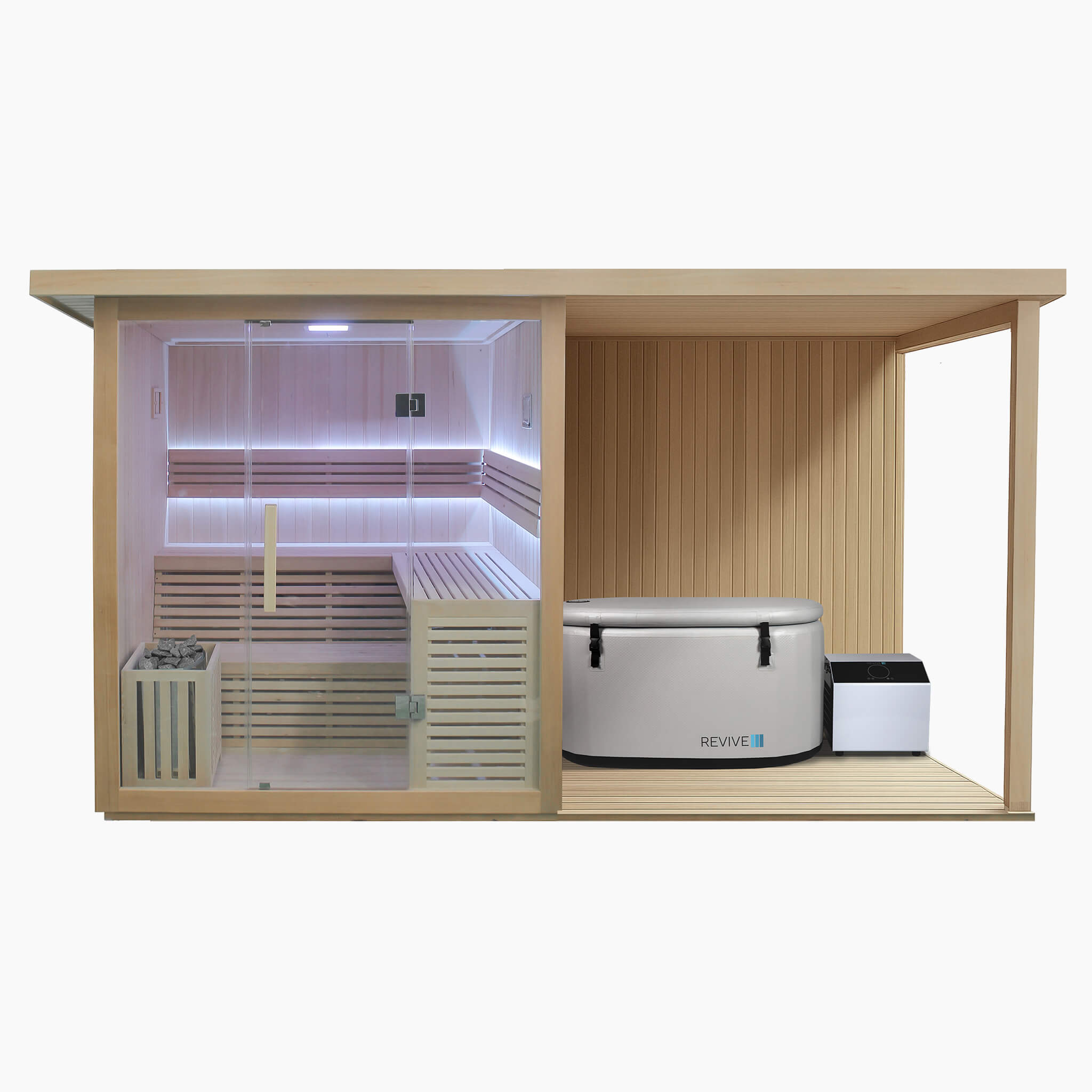 Sauna with Extension Kit & Inflatable Plunge