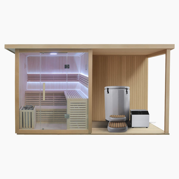 Sauna with Extension Kit & Inflatable Barrel Plunge
